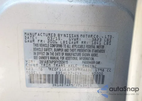 2015 Nissan Sentra Sv из США, поврежденный, VIN 3N1AB7AP9FY263415